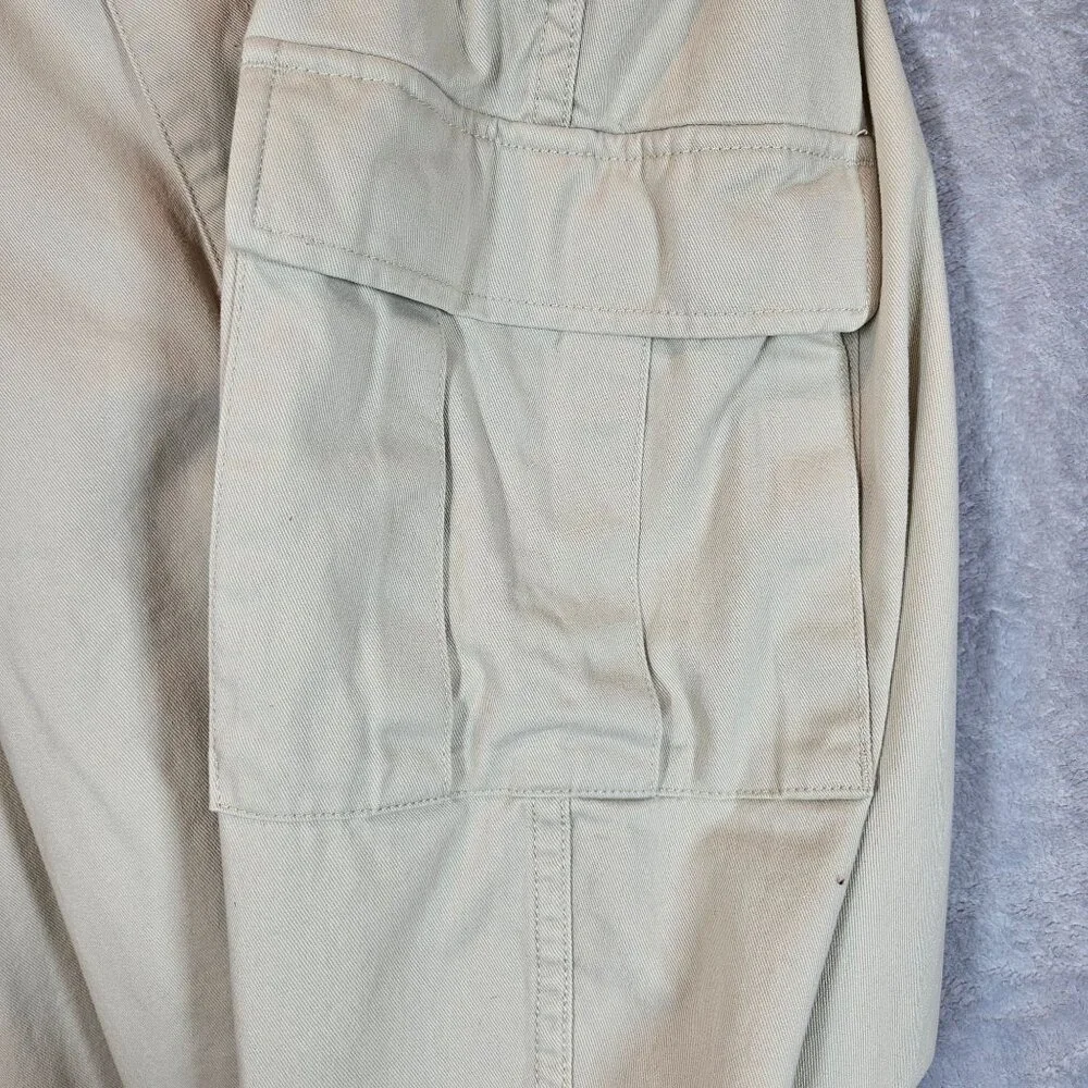 Cabela's Cargo Pants Mens 42 Tan Khakis Button Pocket Flaps Gorpcore Hiking Work